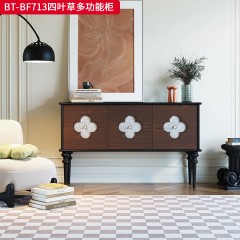 【精品】千匠一品 美式中古风格 主材红橡木+贝壳+辅材实木板拼花 时尚大气多功能柜BT-BF713-L