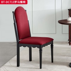 【精品】千匠一品 美式中古风格 主材红橡木+高级绒布 时尚大气罗马餐椅BT-DC713-L