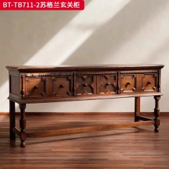 【精品】千匠一品 美式中古风格 主材红橡木+辅材实木板拼花+松木 时尚大气舒格兰玄关柜BT-TB711-2-L