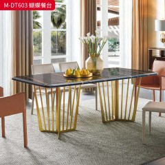 【精品】千匠一品 美式轻奢风格 大理石+304不锈钢 时尚大气蝴蝶餐台M-DT603-J