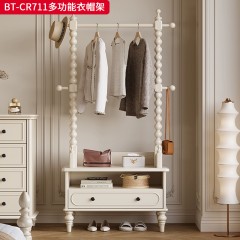 【精品】千匠一品 美式中古风格 主材红橡木+辅材实木板拼花+松木 时尚大气多功能衣帽架BT-CR711-L
