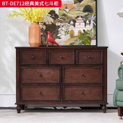 【精品】千匠一品 美式中古风格 主材红橡木+辅材实木板拼花+松木 时尚大气七斗柜BT-DE712-L