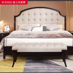 【精品】千匠一品 美式轻奢风格 头层小黄牛真皮+胡桃色实木脚+高回弹海绵 时尚大气床尾凳M-BS602-J