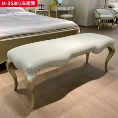 【精品】千匠一品 美式轻奢风格 榉木+软包+超纤皮  真皮 时尚大气床尾凳M-BS801-L