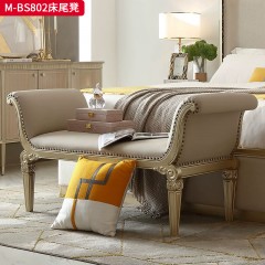 【精品】千匠一品 美式轻奢风格 榉木+软包+超纤皮  真皮 时尚大气床尾凳M-BS802-L