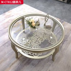 【精品】千匠一品 美式轻奢风格 榉木+钢化玻璃 时尚大气圆茶几M-CT812-L