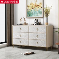 【精品】千匠一品 美式轻奢风格 榉木+贝壳+岩板 时尚大气六斗柜M-DE804-L