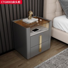 千匠一品 现代风格 优质西皮+实木板材+不锈钢钛金+意大利岩板+智能LED三色光妆镜 时尚大气妆台SZT8013-J