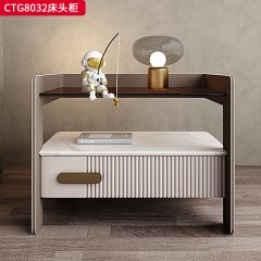 千匠一品 现代风格 优质西皮+多层实木板+进口岩板+茶色玻璃 时尚大气床头柜CTG8032-J