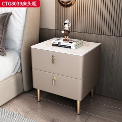 千匠一品 现代风格 优质西皮+E1级环保板材+进口岩板+五金脚架 时尚大气床头柜CTG8039-J