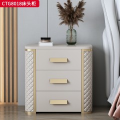 千匠一品 现代风格 优质西皮刺绣+E1级环保板材+不锈钢钛金 时尚大气床头柜CTG8018-J