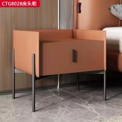 千匠一品 现代风格 优质西皮+E1级环保板材+不锈钢黑钛 时尚大气床头柜CTG8028-J
