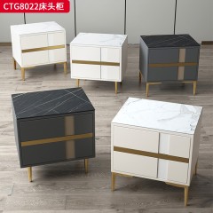 千匠一品 现代风格 优质西皮+全松木板+不锈钢钛金 时尚大气床头柜CTG8022-J
