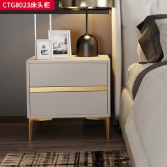 千匠一品 现代风格 优质西皮+全松木板+不锈钢钛金 时尚大气床头柜CTG8023-J
