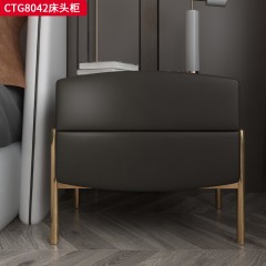 千匠一品 现代风格 优质西皮+E1级环保板材+不锈钢钛金 时尚大气床头柜CTG8042-J