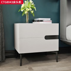 千匠一品 现代风格 优质西皮+E1环保板材+特色铁拉手+五金脚架 时尚大气床头柜CTG8043-J