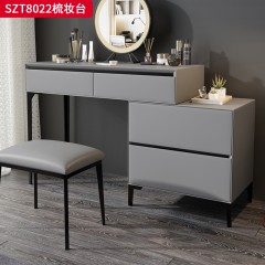 千匠一品 现代风格 优质西皮+全实木板材+不锈钢黑钛+智能LED三色光妆镜 时尚大气梳妆台SZT8022-J