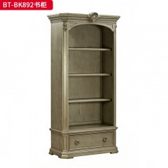【精品】千匠一品 现代美式风格 水曲柳木+红橡木皮+实木雕刻 时尚大气书柜BT-BK892-L