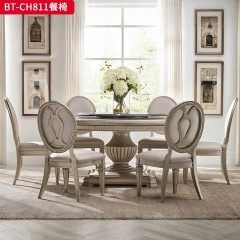 【精品】千匠一品 现代美式风格 榉木+真皮  布艺 时尚大气餐椅BT-CH811-L