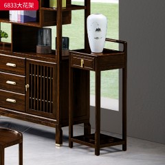 千匠一品 新中式风格 主材乌金木+辅材多层实木板贴乌金木皮+铜制拉手 时尚大气花架6833-L