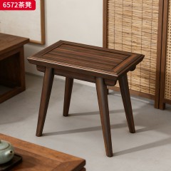 千匠一品 新中式风格 主材乌金木+辅材多层实木板贴乌金木皮 时尚大气茶凳6572-J