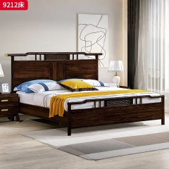 千匠一品 新中式风格 主材乌金木+辅材多层板贴乌金木皮 时尚大气床9212-L