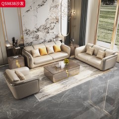 【精品】千匠一品 意式轻奢风格 纳帕真皮+榉木框架+高密度海绵+烤漆饰面+优质五金 时尚大气沙发QS9838-J