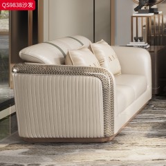 【精品】千匠一品 意式轻奢风格 纳帕真皮+榉木框架+高密度海绵+烤漆饰面+优质五金 时尚大气沙发QS9838-J